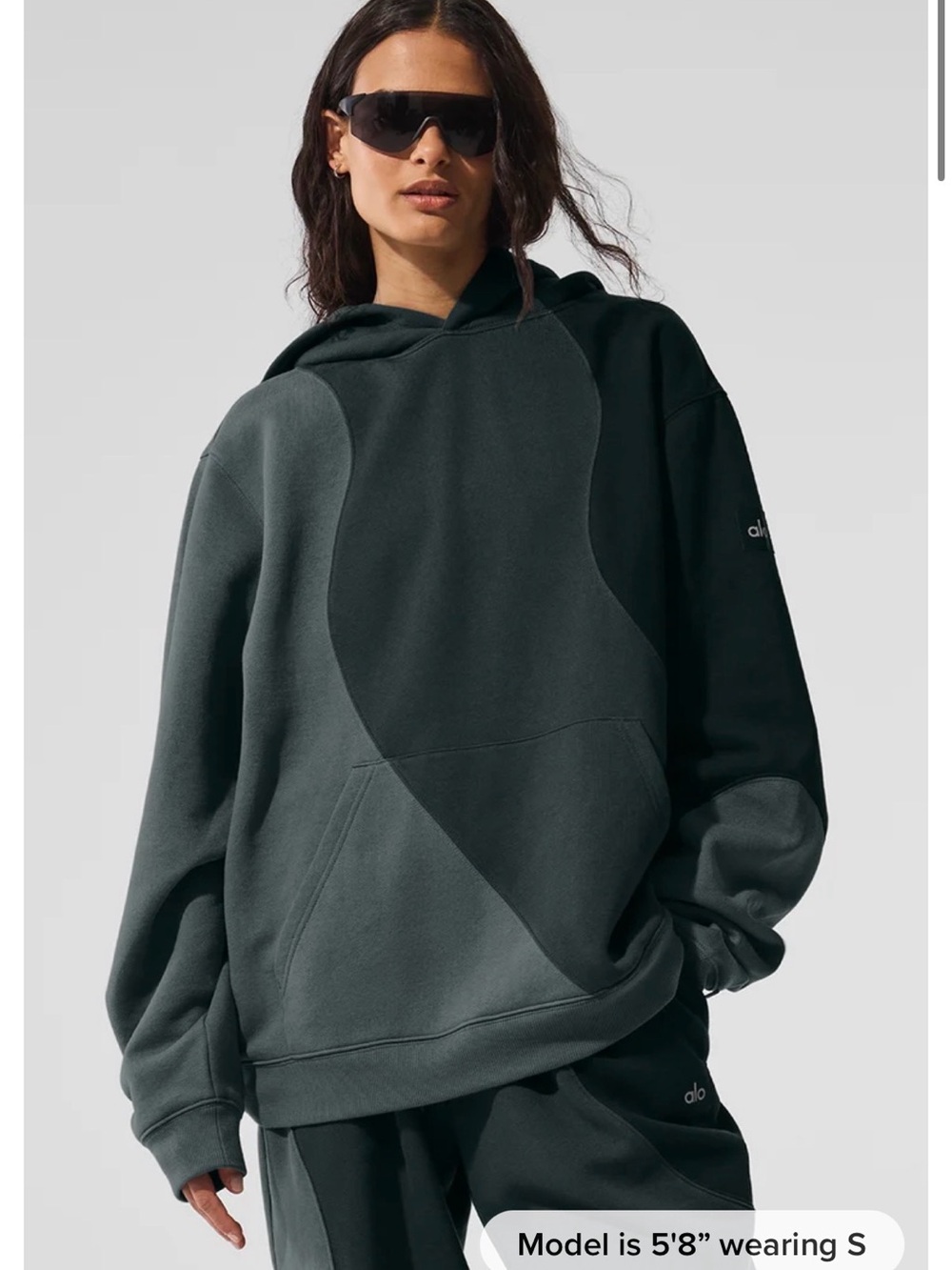 ALO Yoga Two-Tone Forest Green Hoodie